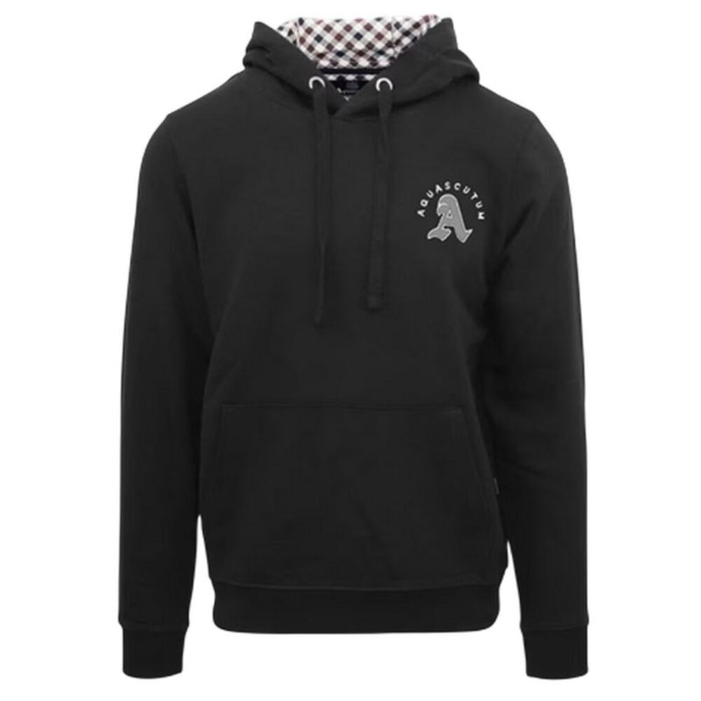 Aquascutum Mens Kangaroo Pocket Long-Sleeved Hoodie / Black